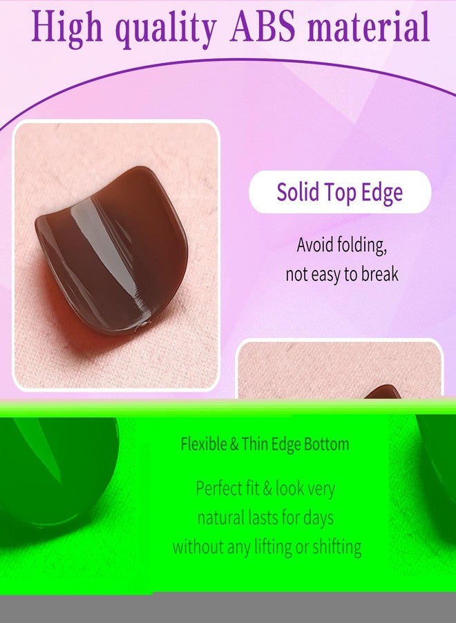 Lifextol 240pc Press on Toenails for Women Toe Press on Nails Short Fake Toe Nails Press ons with Glue&Adhesive Tabs, Acrylic Toe Nail Tips False Toenail Press ons Artificial Fake Toenails-Brown - Image 3
